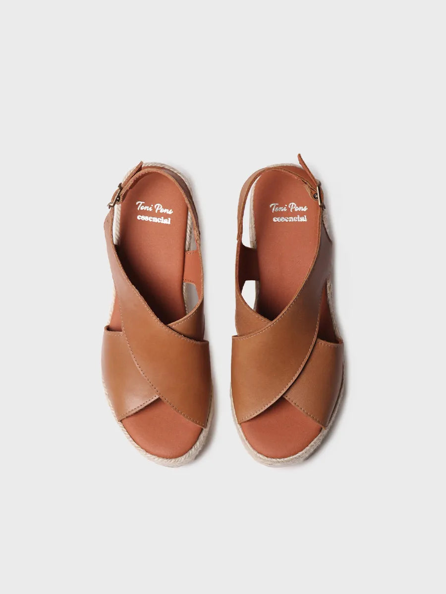 sandalias mujer - Alpargata de mujer de piel con tacón ancho | AGATHA - Toni Pons