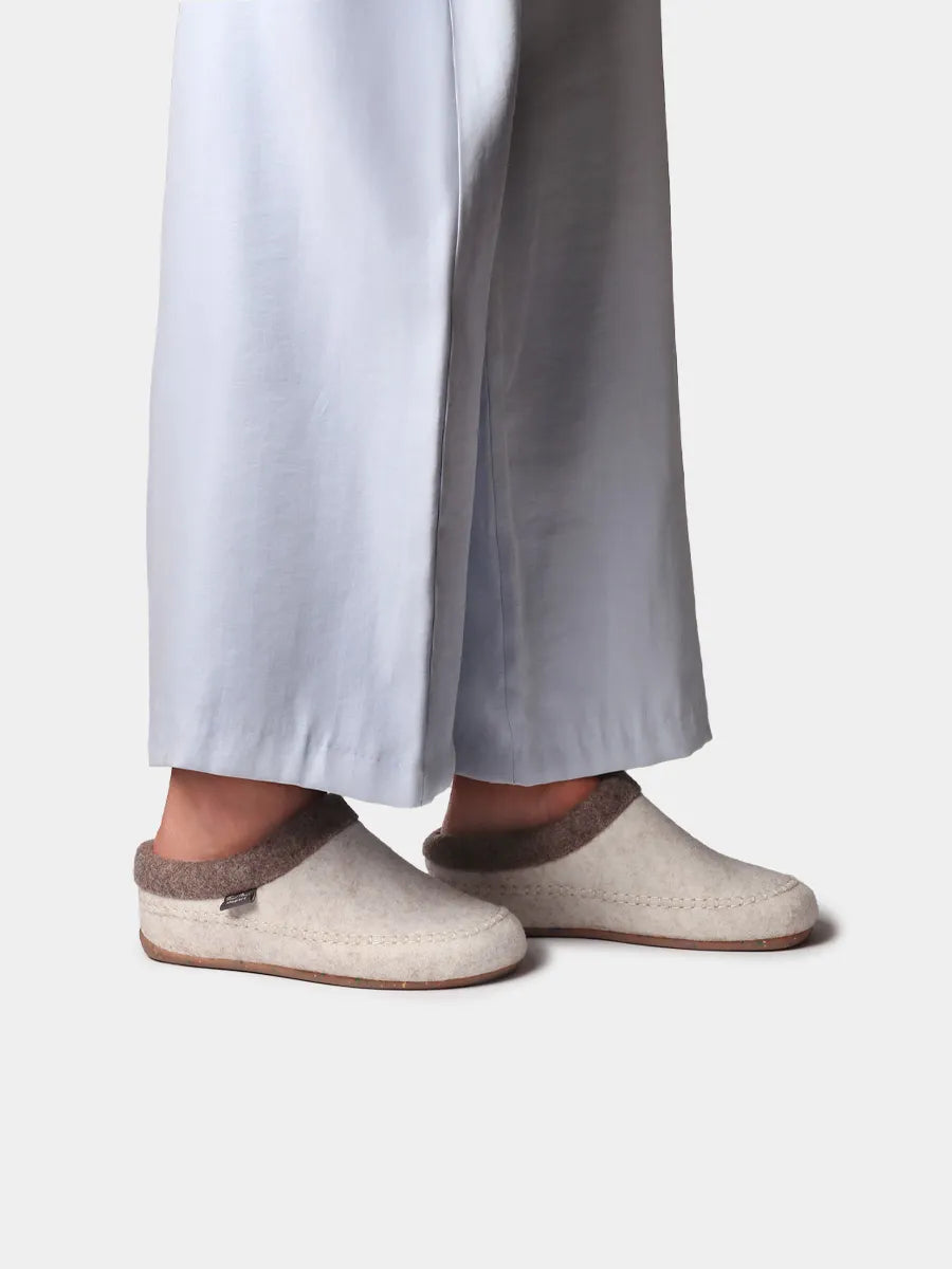 Rückenfreie Damen Filzpantoffeln mit Keil