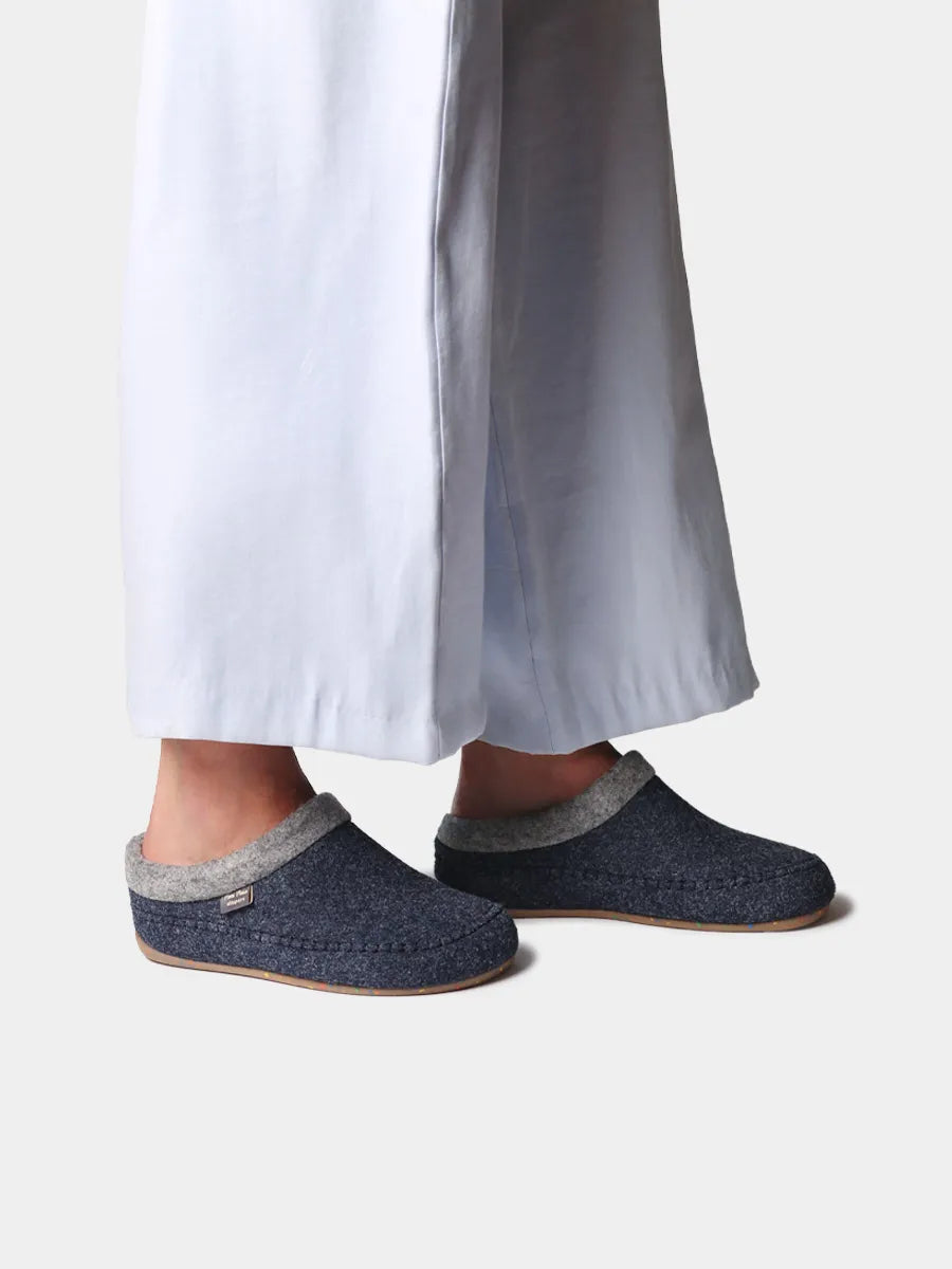 Rückenfreie Damen Filzpantoffeln mit Keil