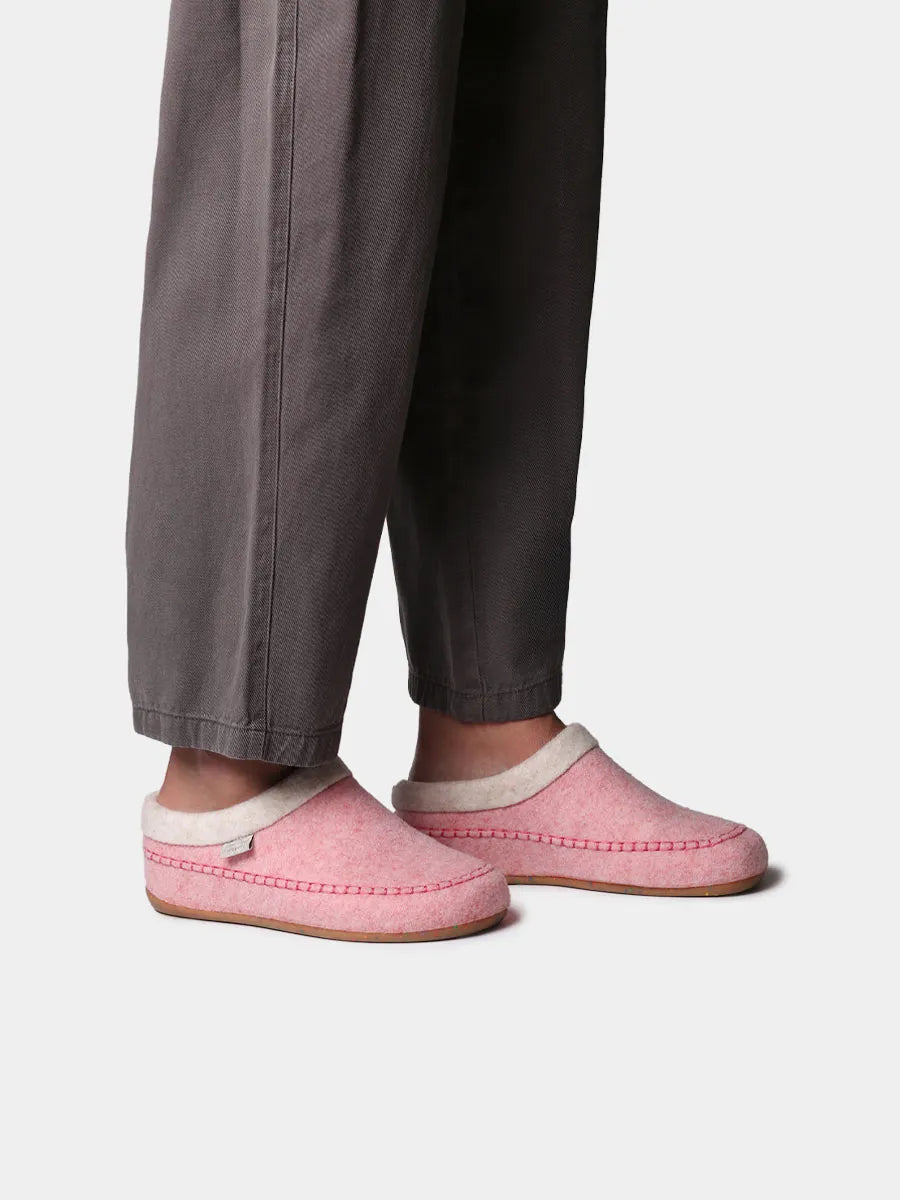 Rückenfreie Damen Filzpantoffeln mit Keil