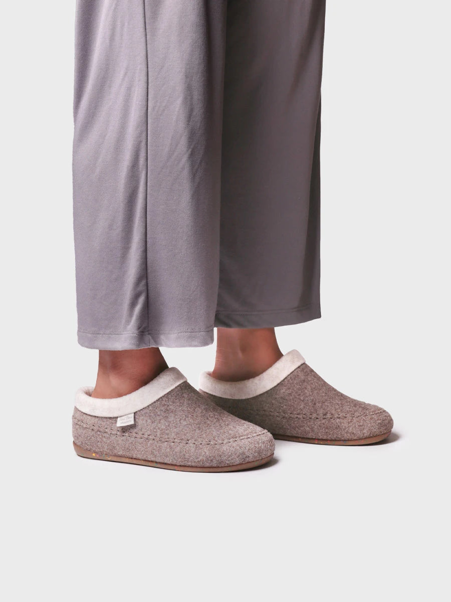 Backless felt slippers with wedge for women | ALBONS