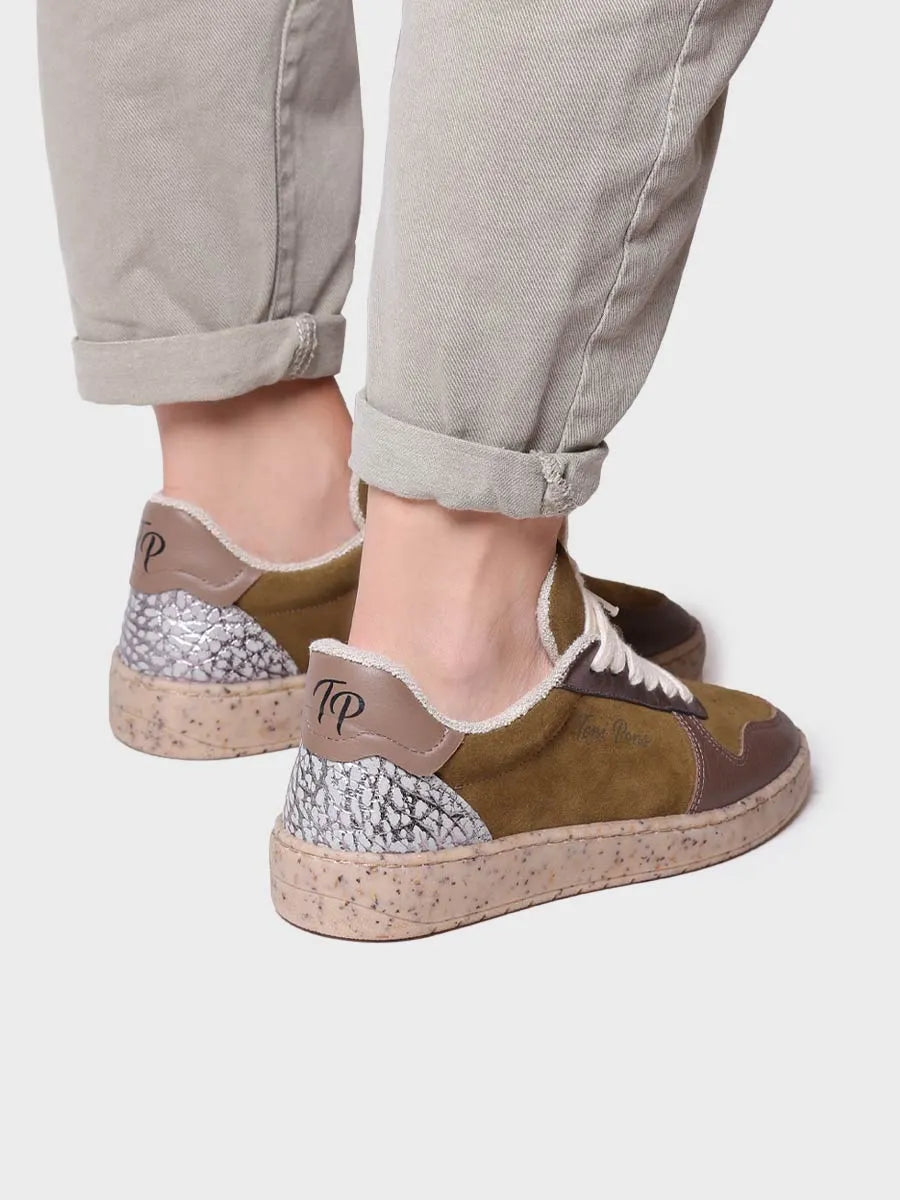 Women's sneaker in suede and leather in Olive - ALEXANDRA