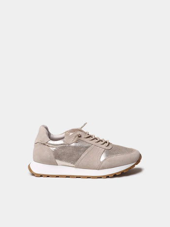 Zapatos con cordones mujer - Zapatillas deportivas de piel metalizada y serraje para mujer | ALICIA - Toni Pons