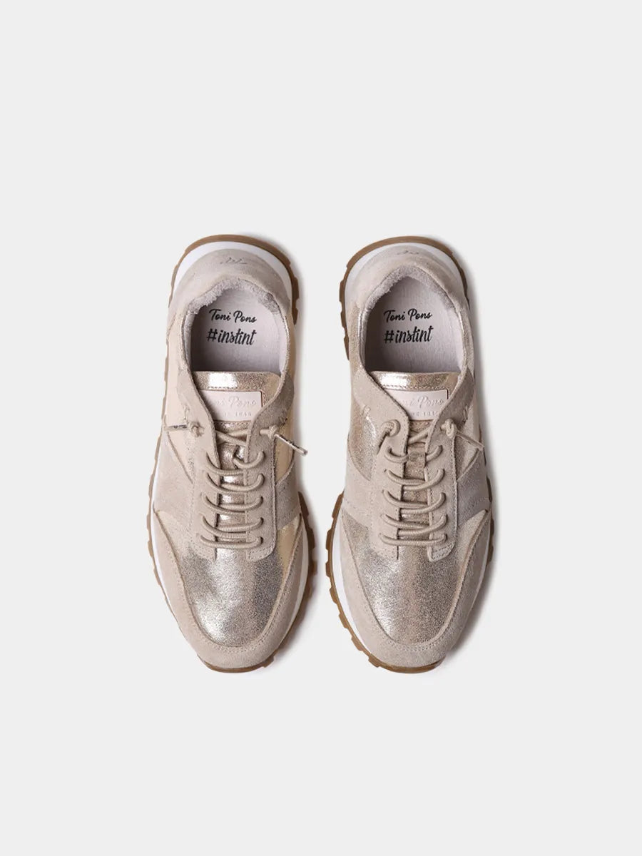 Zapatillas deportivas de piel metalizada y serraje para mujer | ALICIA