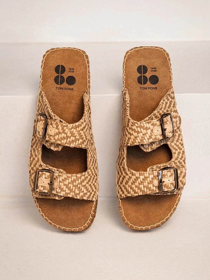 - Sandalia de hombre con hebillas en piel trenzada | ANGLES80 - Toni Pons