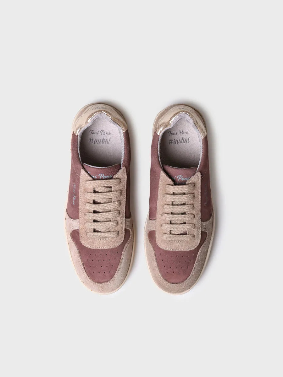 Sneaker per a dona en serratge i pell en negre