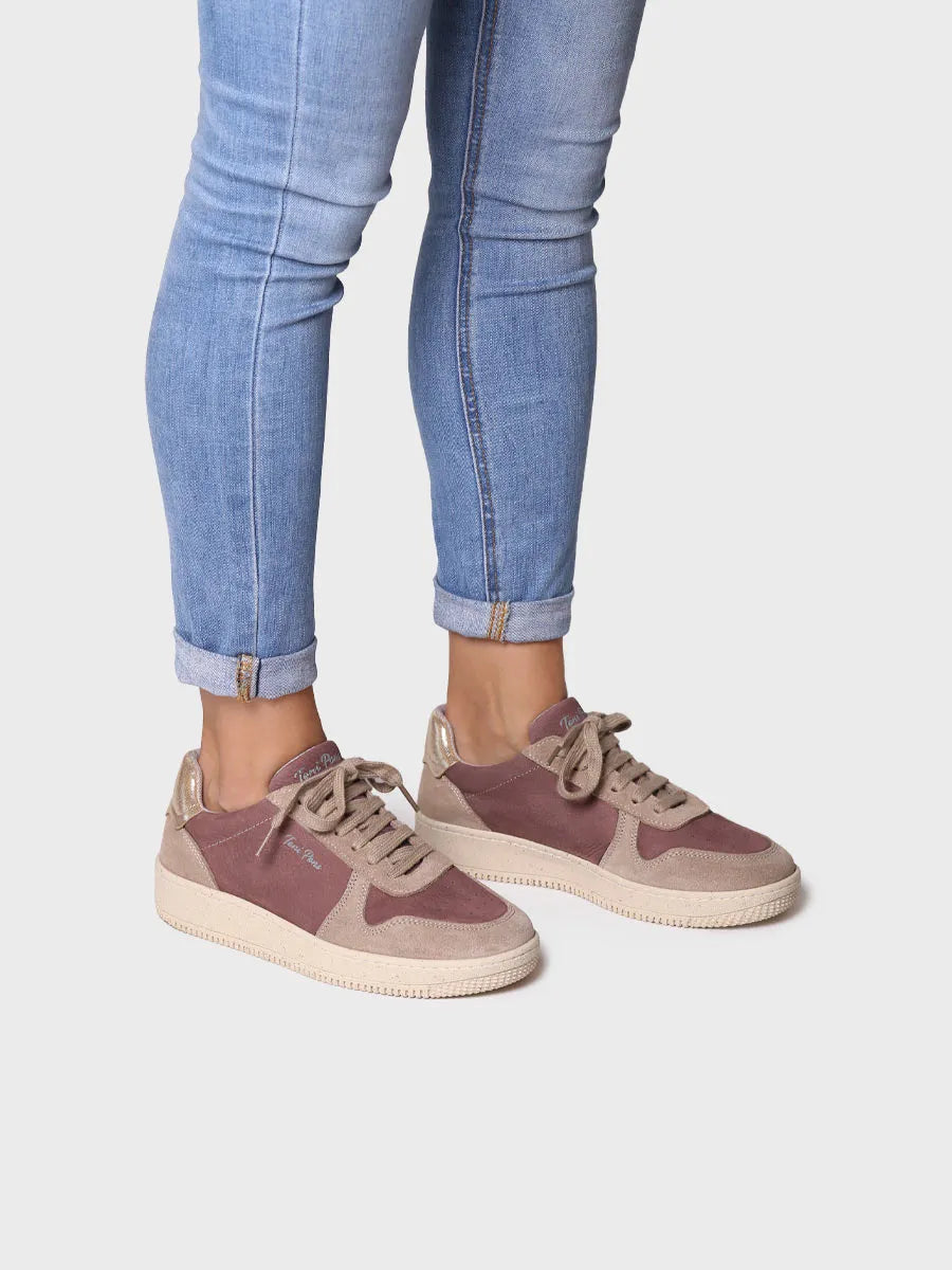 Sneaker per a dona en serratge i pell en negre