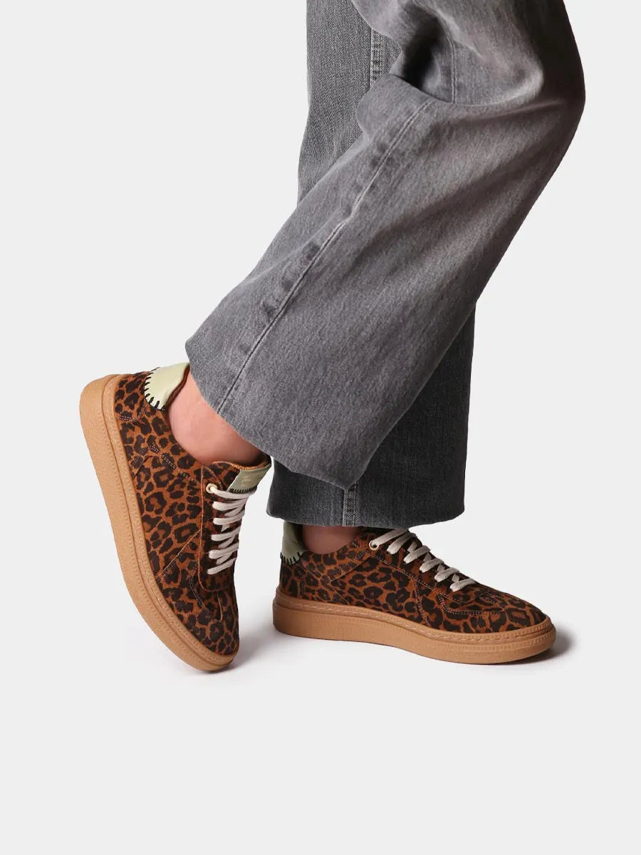 Zapatillas deportivas de piel para mujer con animal print | AUREA