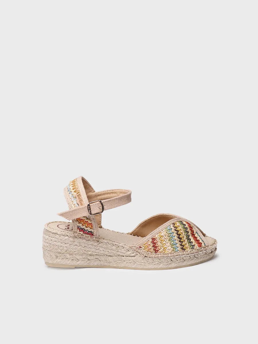 alpargatas mujer - Alpargata de mujer con cuña media en rafia multicolor | BELLA-MA - Toni Pons