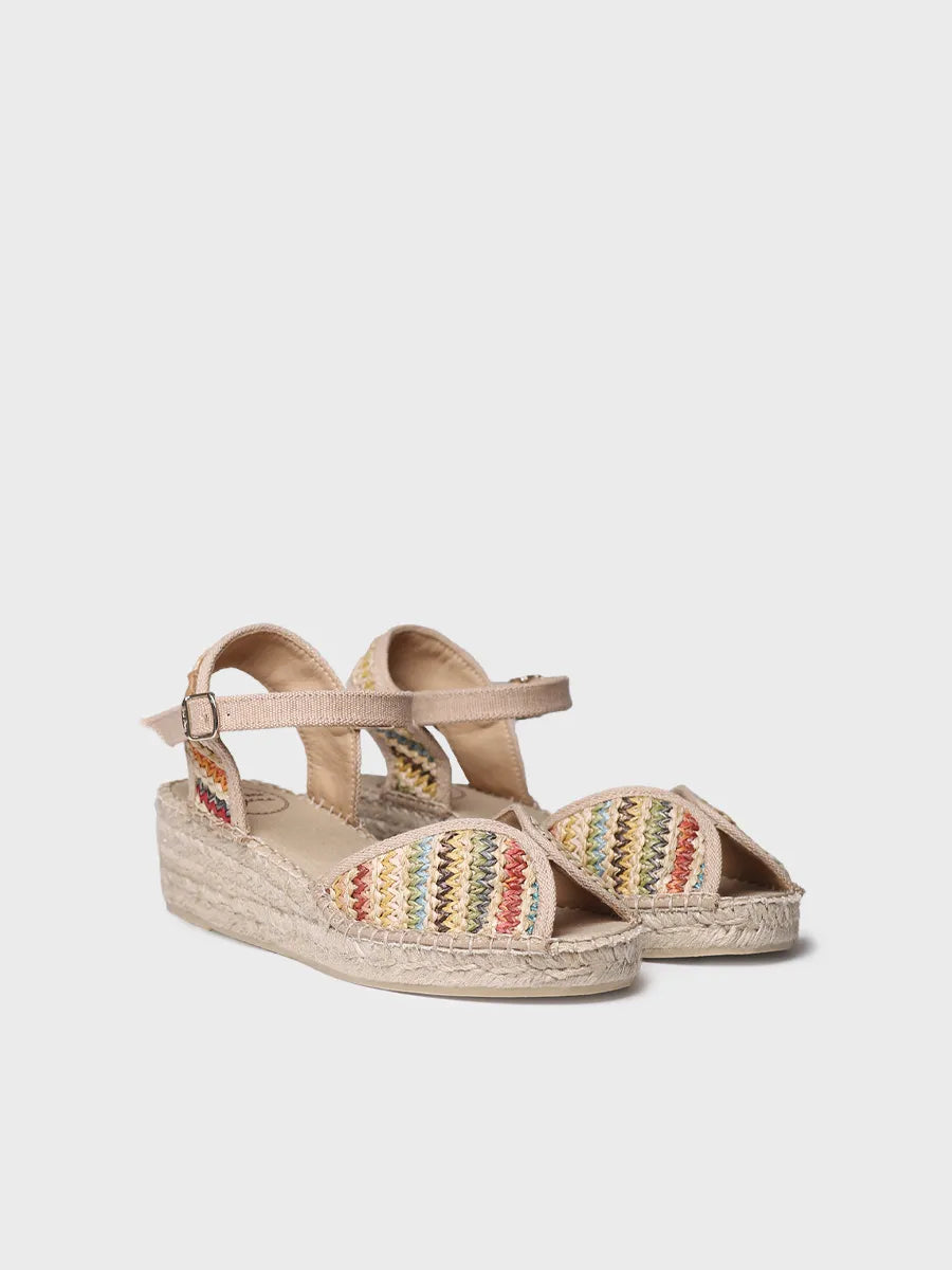 alpargatas mujer - Alpargata de mujer con cuña media en rafia multicolor | BELLA-MA - Toni Pons
