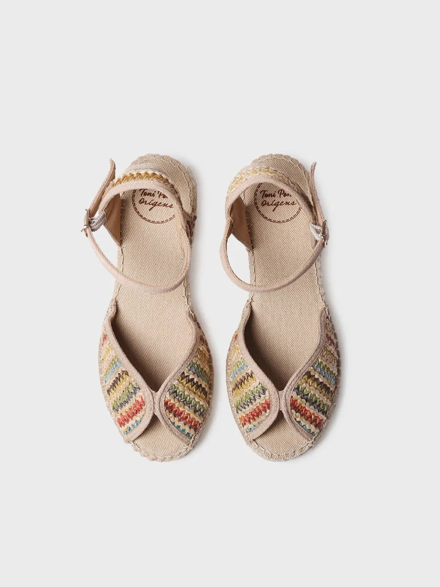 alpargatas mujer - Alpargata de mujer con cuña media en rafia multicolor | BELLA-MA  - Toni Pons