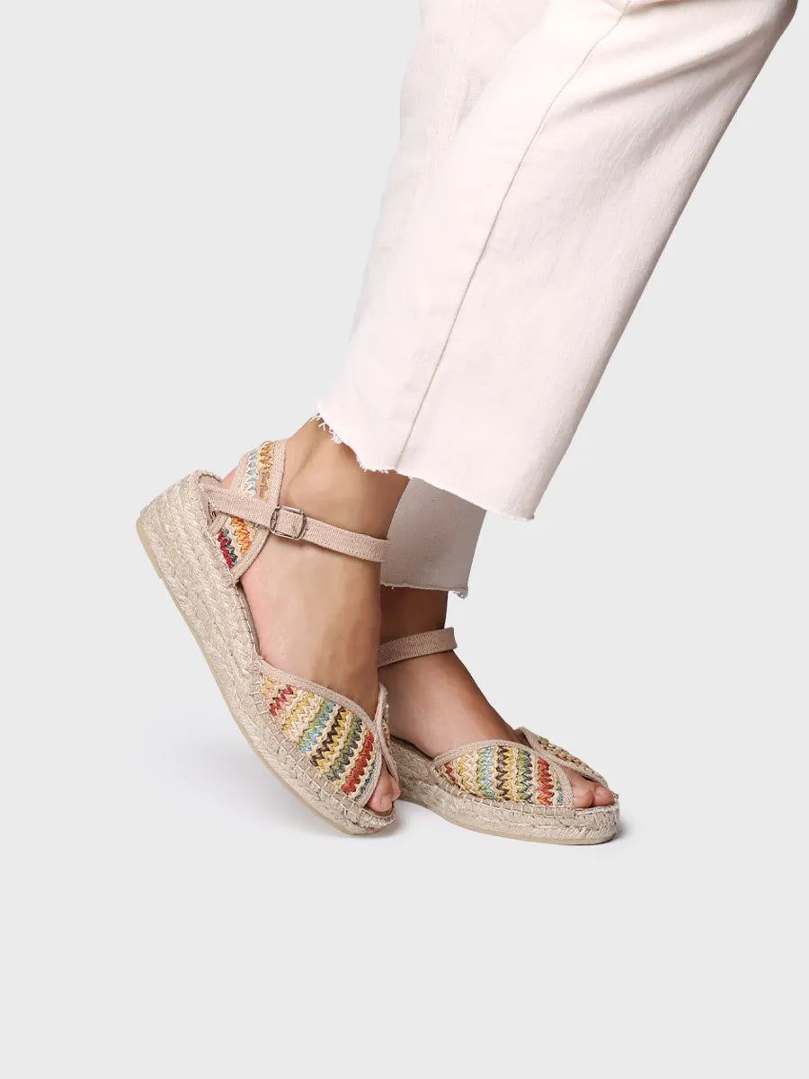 alpargatas mujer - Alpargata de mujer con cuña media en rafia multicolor | BELLA-MA - Toni Pons