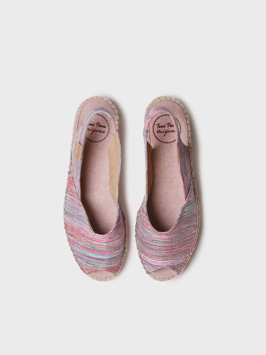 alpargatas mujer - Alpargata peep toe de mujer con cuña y tejido rayado | BERI-RG - Toni Pons