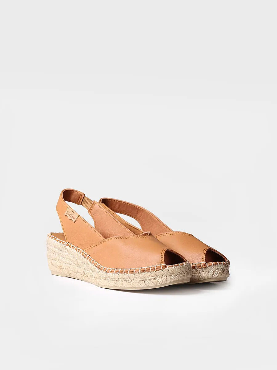alpargatas mujer - Alpargata peep toe de mujer con cuña en piel | BERNIA-P - Toni Pons
