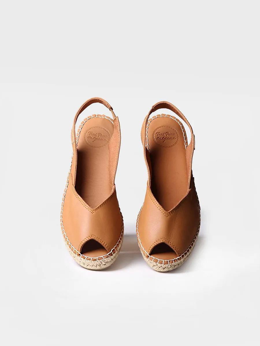 alpargatas mujer - Alpargata peep toe de mujer con cuña en piel | BERNIA-P - Toni Pons