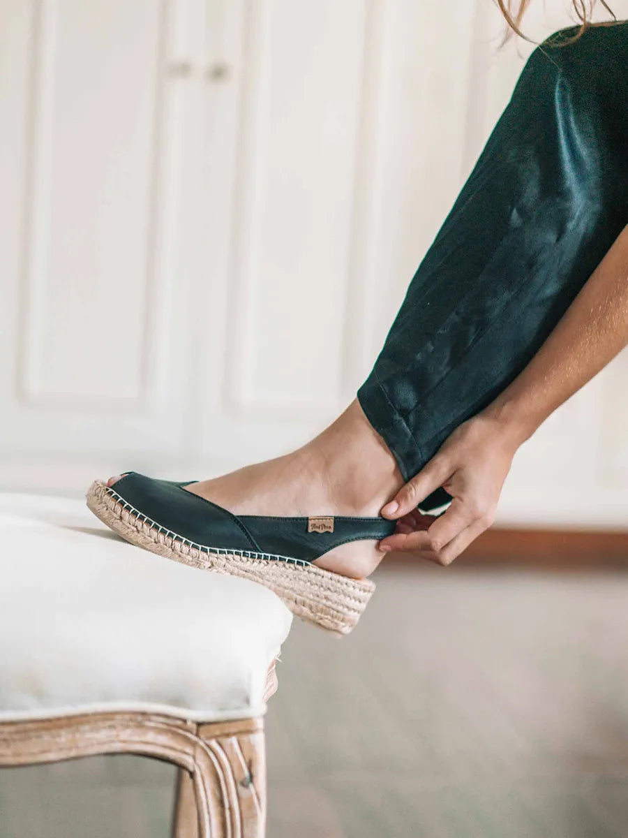 Women's wedge espadrilles in leather