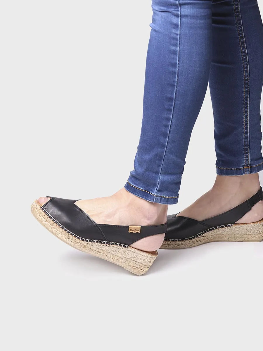 Women's wedge espadrilles in leather