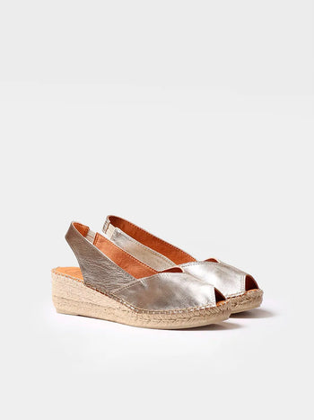 alpargatas mujer - Alpargata peep toe de mujer con cuña en piel | BERNIA-P - Toni Pons