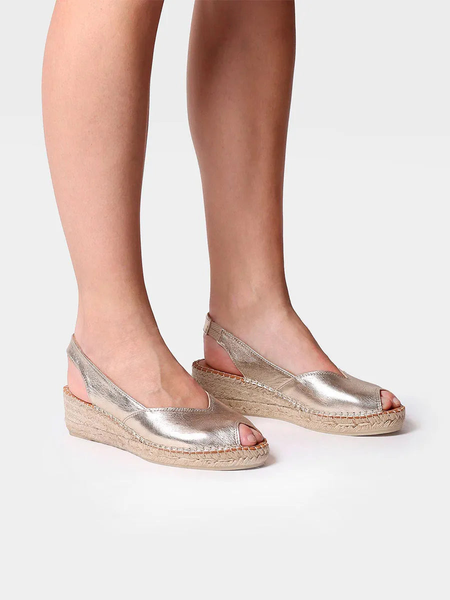 alpargatas mujer - Alpargata peep toe de mujer con cuña en piel | BERNIA-P - Toni Pons