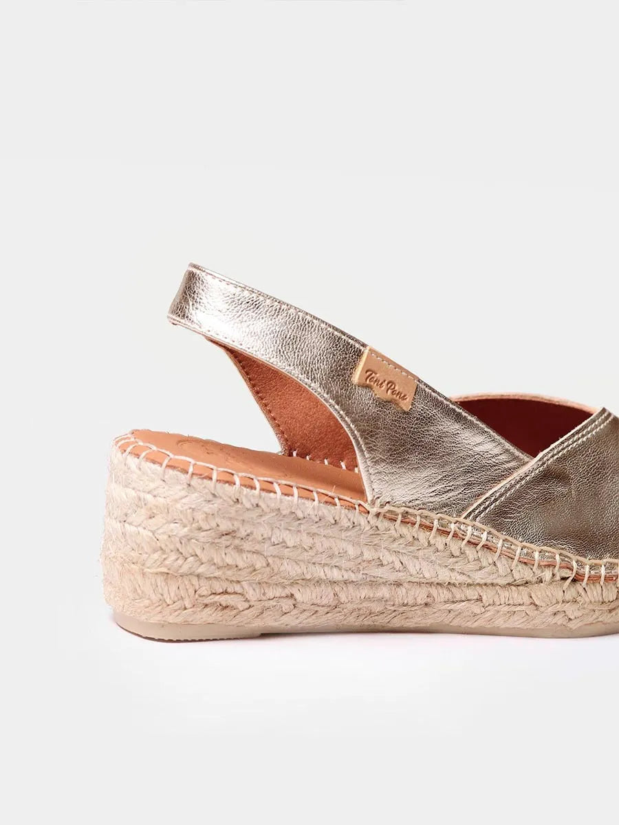 alpargatas mujer - Alpargata peep toe de mujer con cuña en piel | BERNIA-P - Toni Pons