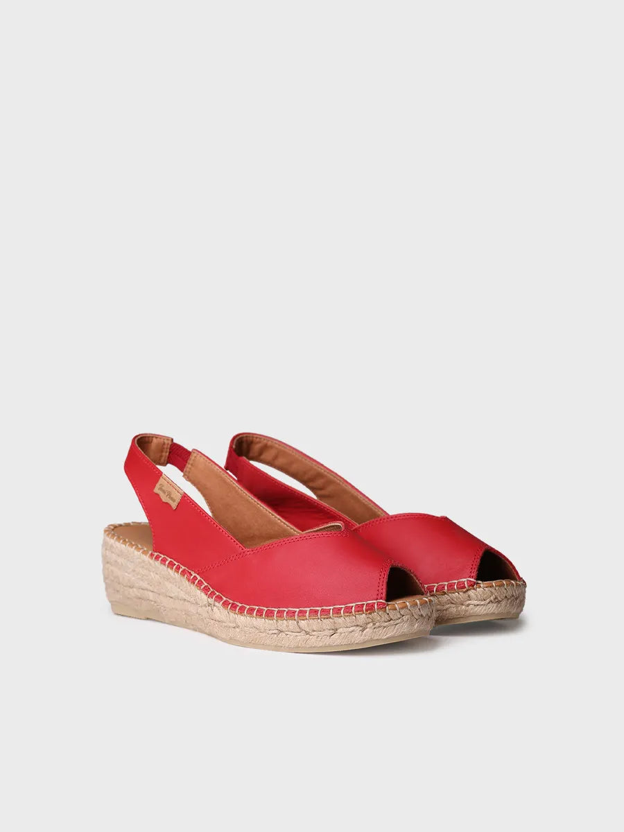 alpargatas mujer - Alpargata peep toe de mujer con cuña en piel | BERNIA-P - Toni Pons
