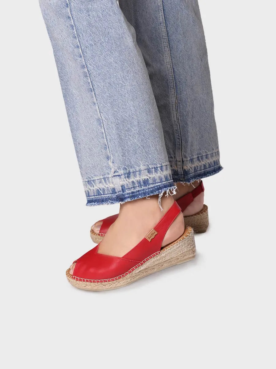 alpargatas mujer - Alpargata peep toe de mujer con cuña en piel | BERNIA-P - Toni Pons