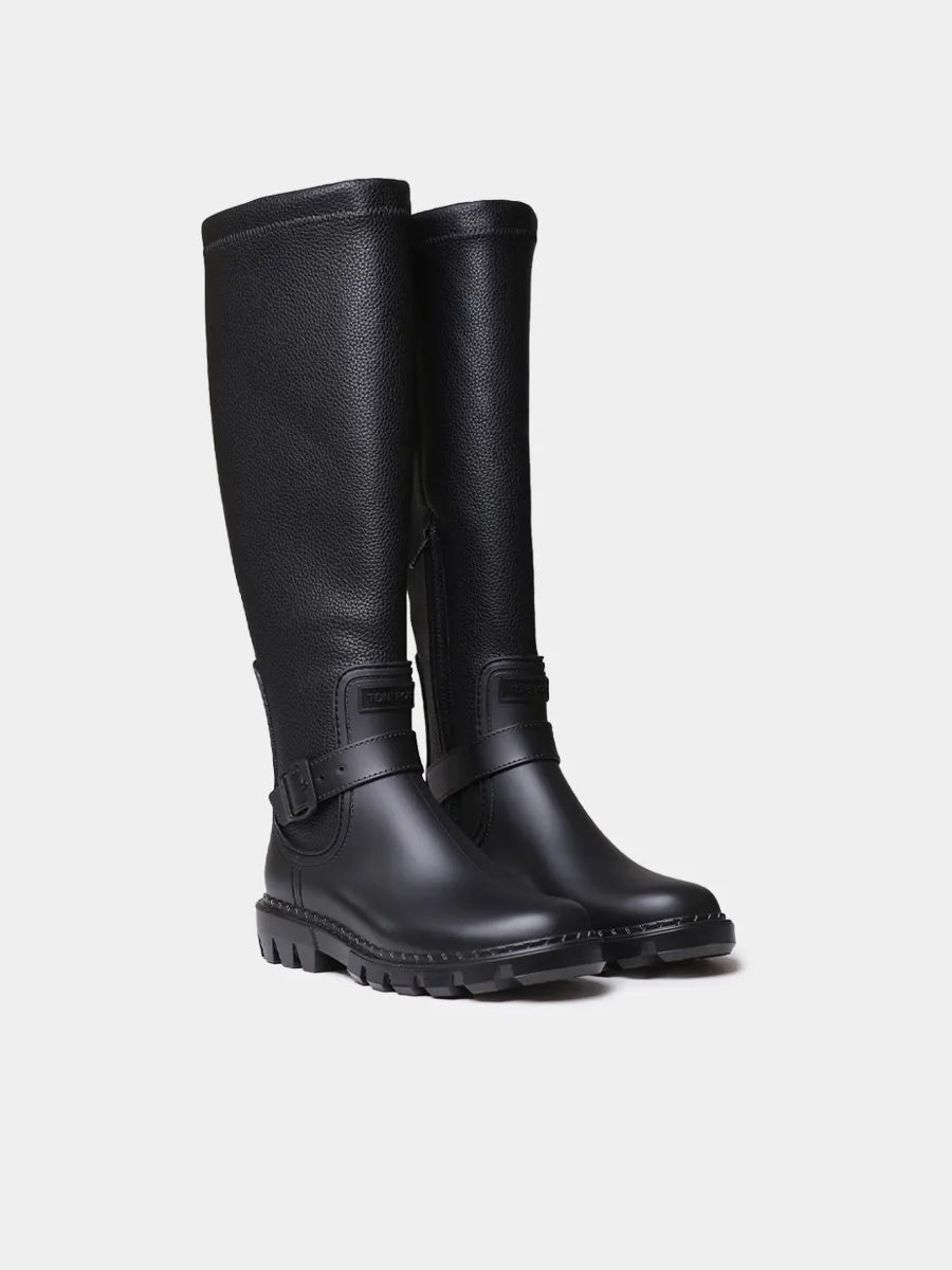 High women's rain boot in rubber and lycra