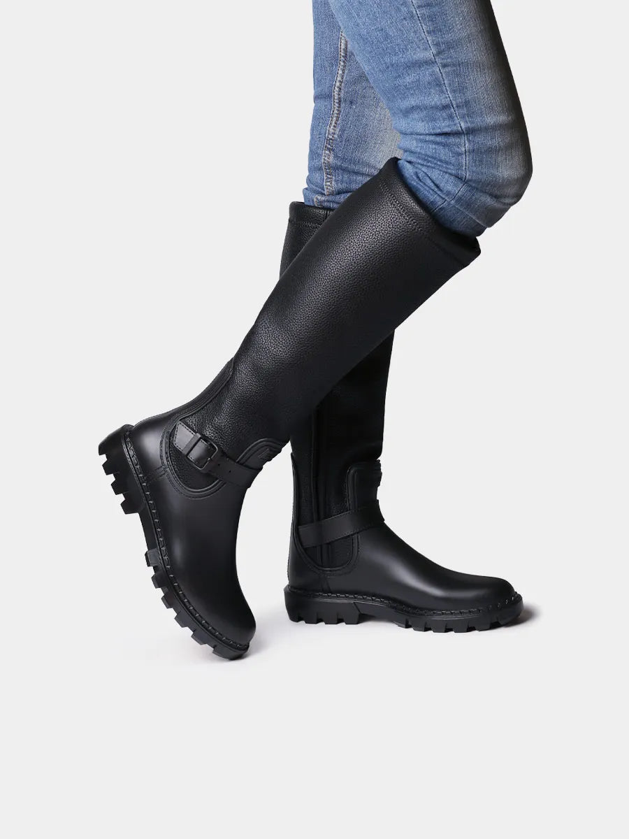 High women's rain boot in rubber and lycra