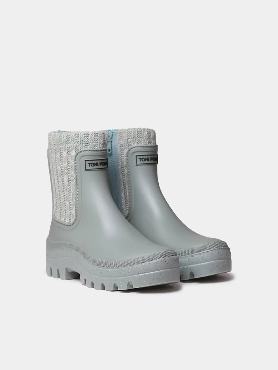 Women's rain boots with shiny elastic bands
