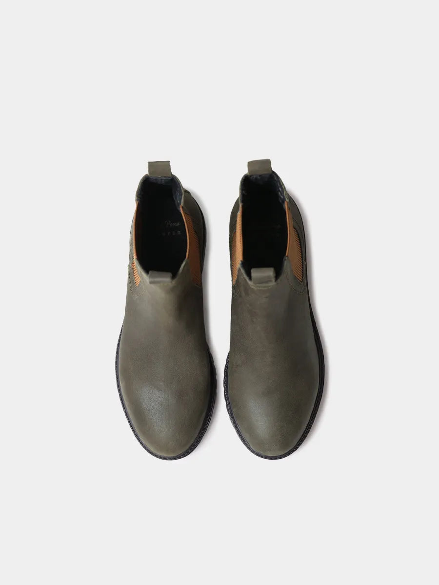 Leather lace-up ankle boot for men