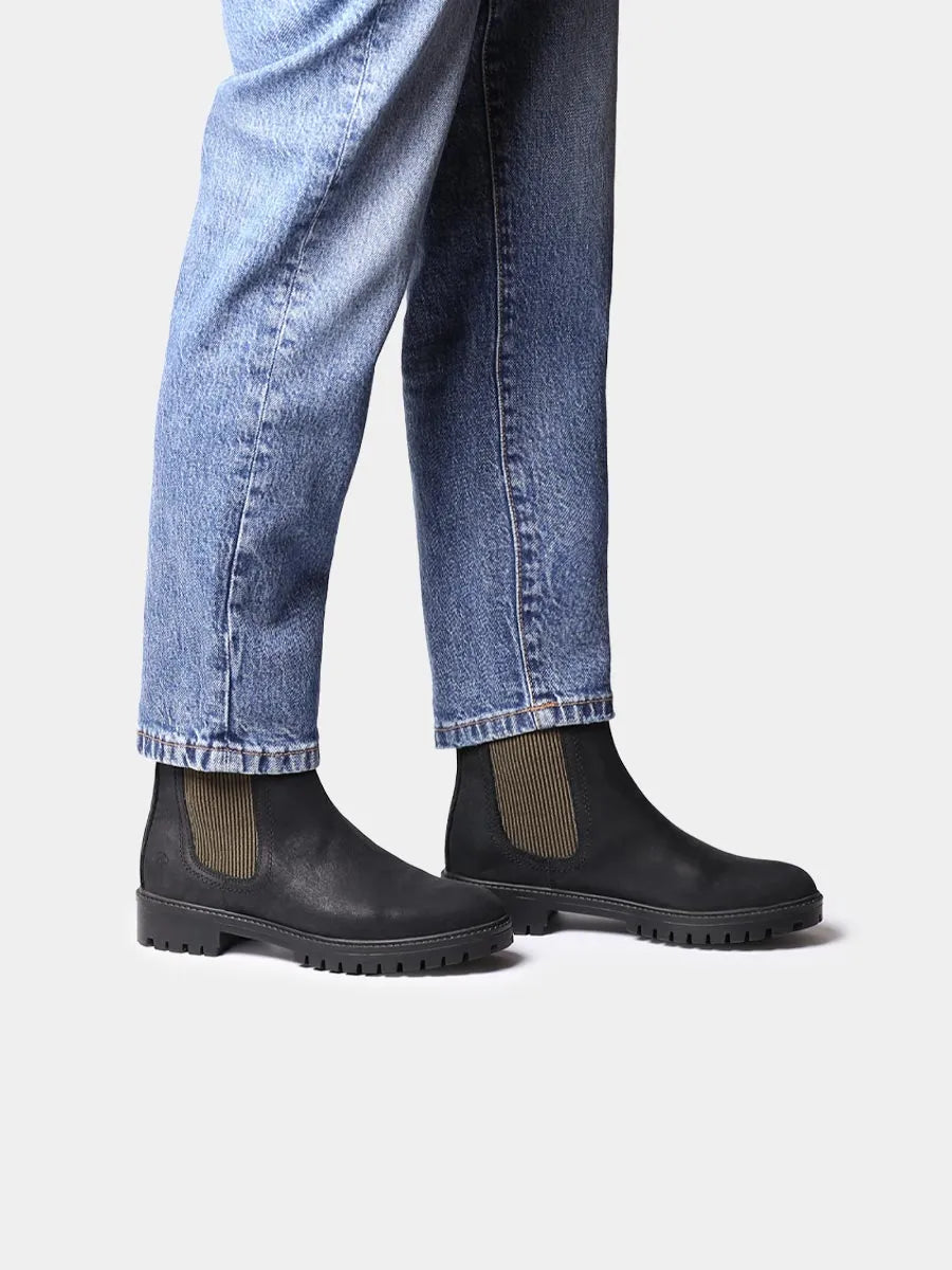 Leather lace-up ankle boot for men