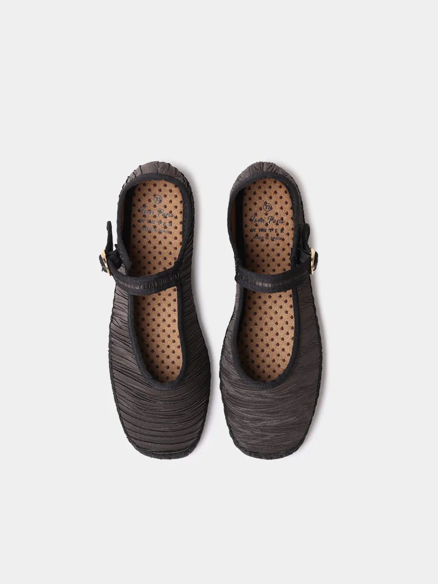 Zapatos mujer - Merceditas para mujer en material plisado con suela plana | CAROLINA - Toni Pons