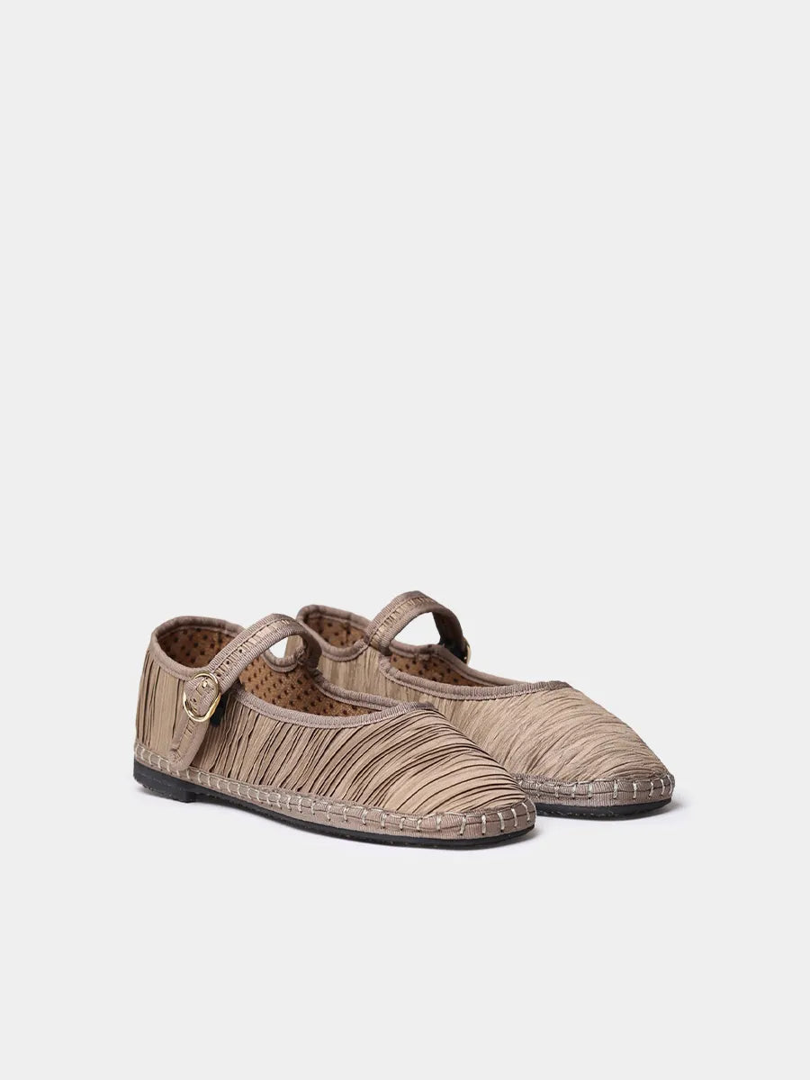 Zapatos mujer - Merceditas para mujer en material plisado con suela plana | CAROLINA - Toni Pons
