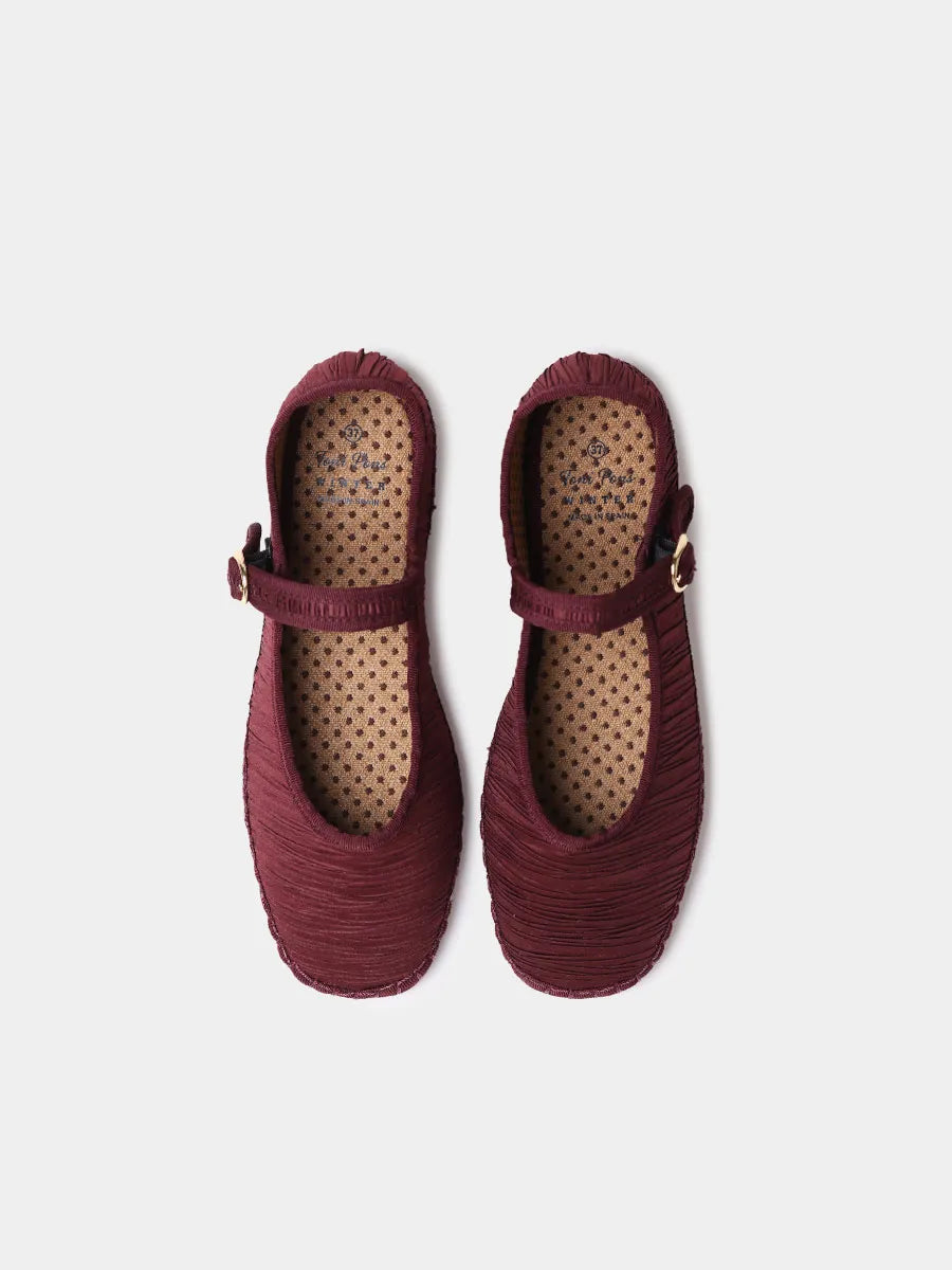 Zapatos mujer - Merceditas para mujer en material plisado con suela plana | CAROLINA - Toni Pons