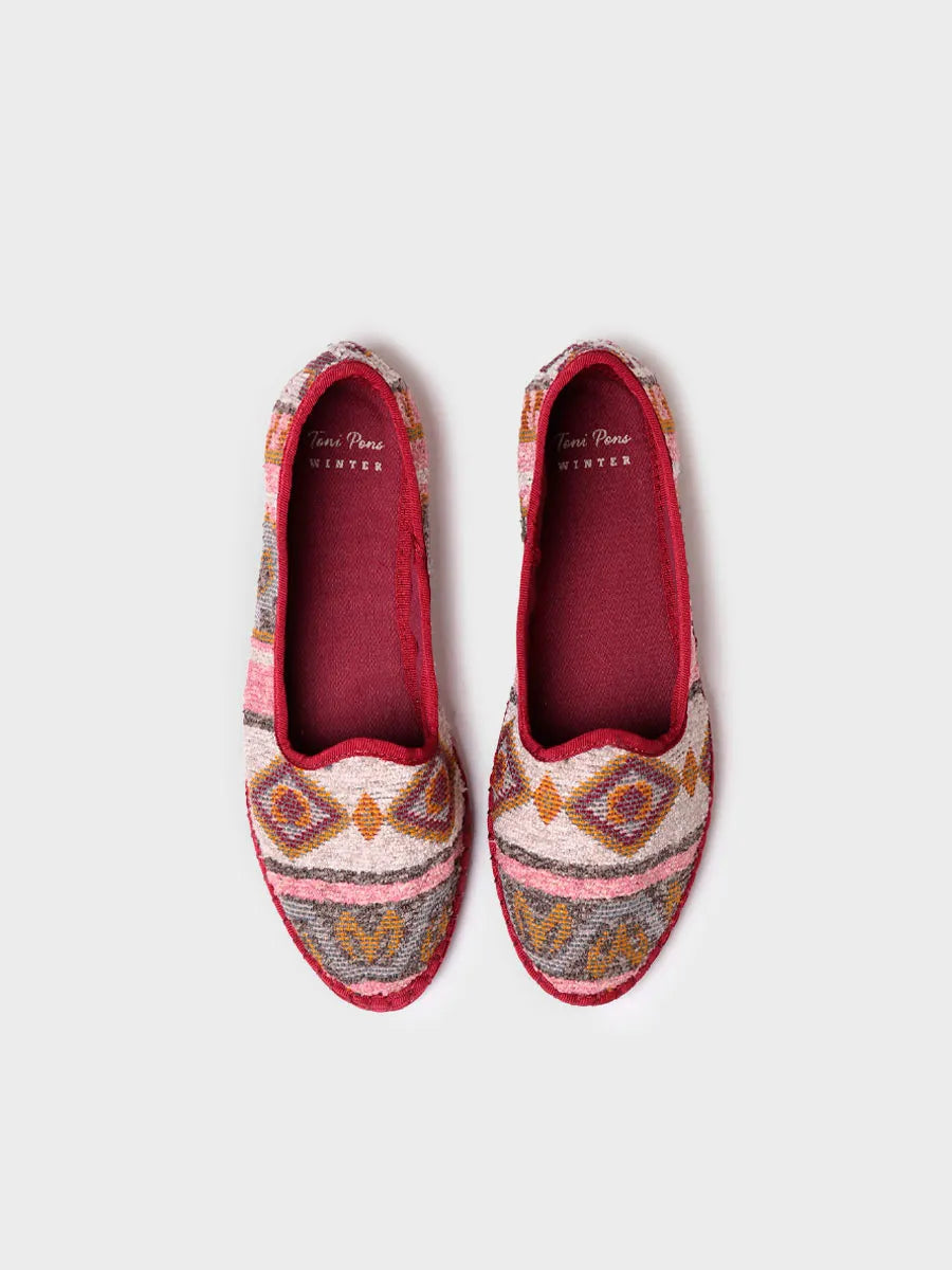 Women's printed ballerina in burgundy - CECILIA