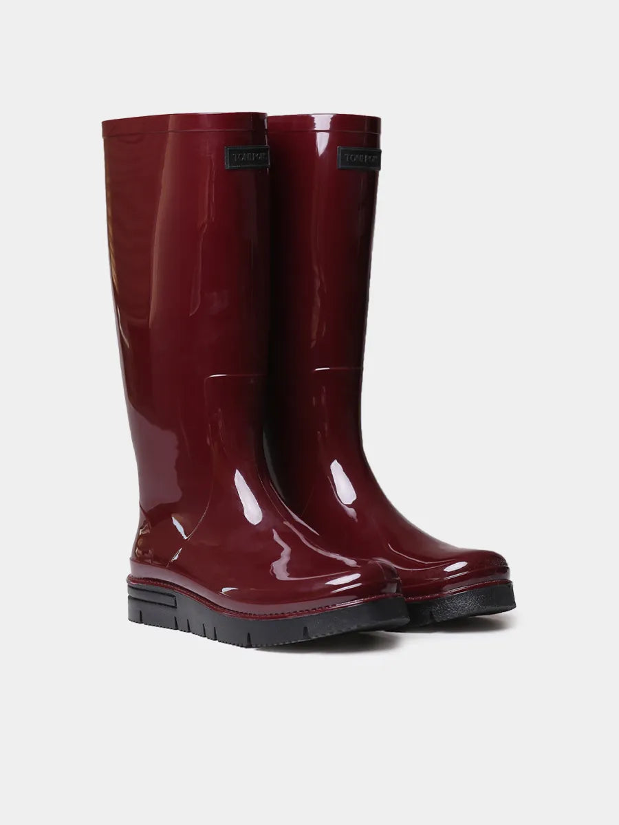 Women's Chelsea rain boots with shiny elastic side