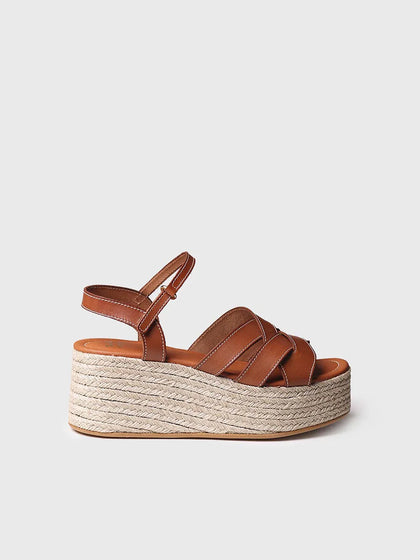 alpargatas mujer - Sandalia de plataforma dorada - Toni Pons