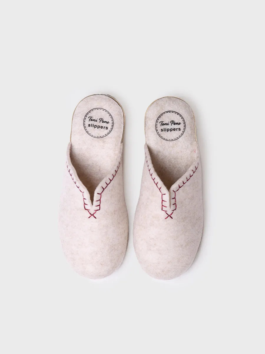 zapatillas de casa mujer - Zapatilla tipo zueco para mujer en fieltro reciclado | CUNIT-FR - Toni Pons