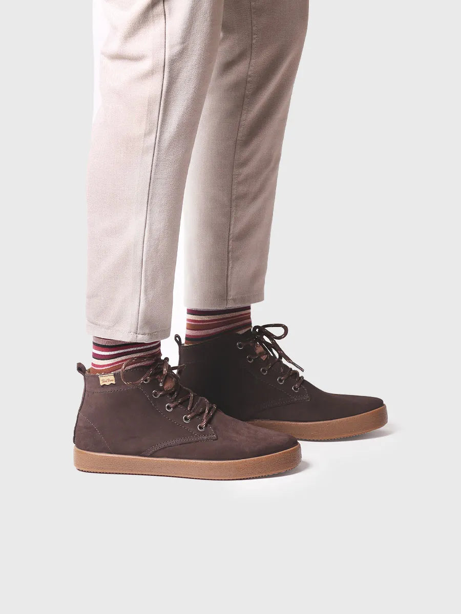 Men's lace-up ankle boot in split leather