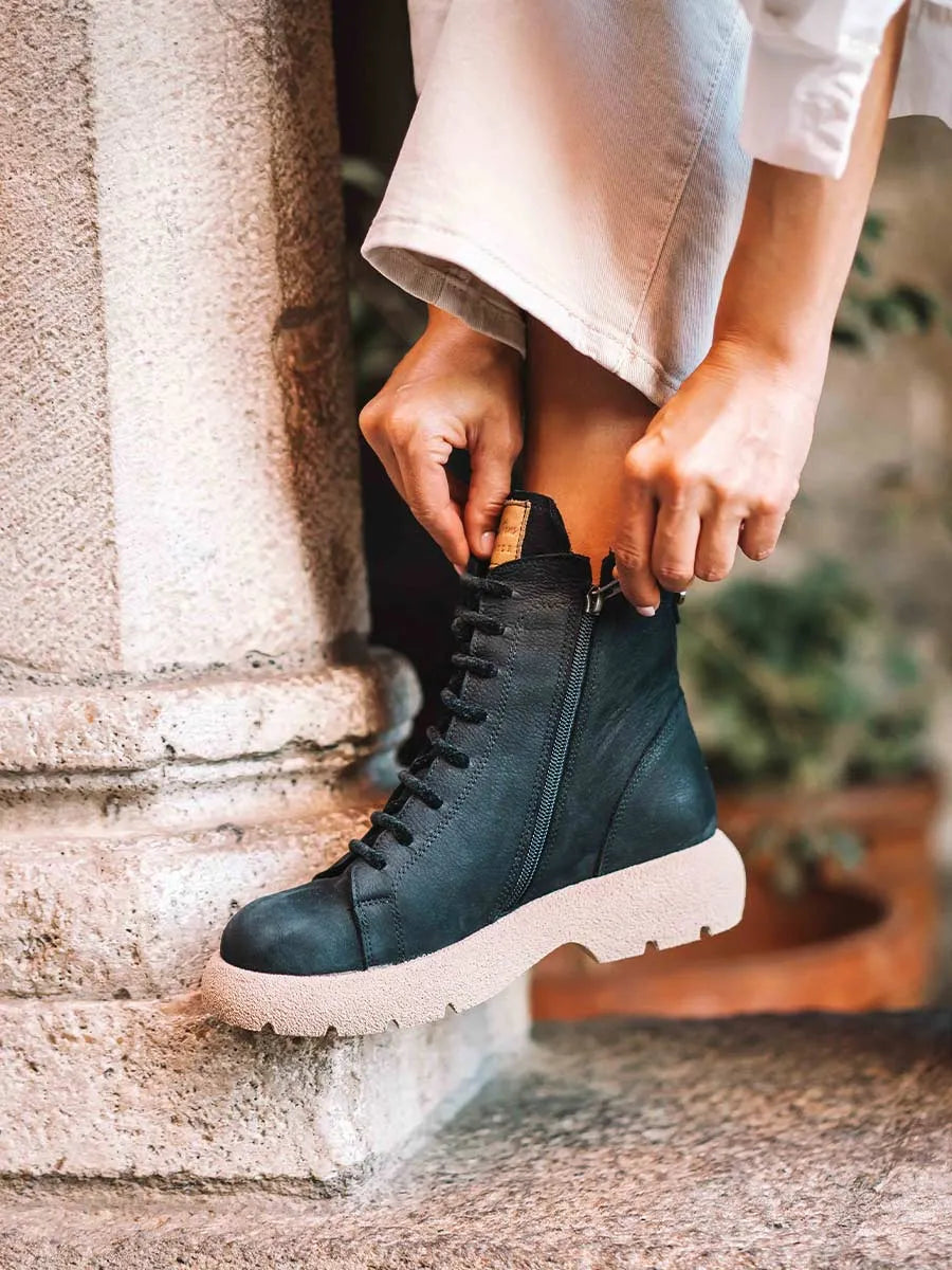 botines mujer - Botín para mujer en piel nobuk con cordones | DASHA - Toni Pons