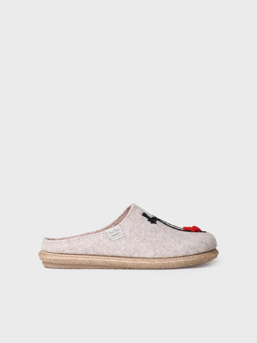 zapatillas de casa mujer - Slippers para mujer en fieltro en Crudo | DELI-DR - Toni Pons