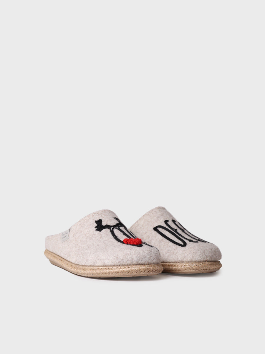 zapatillas de casa mujer - Slippers para mujer en fieltro en Crudo | DELI-DR - Toni Pons