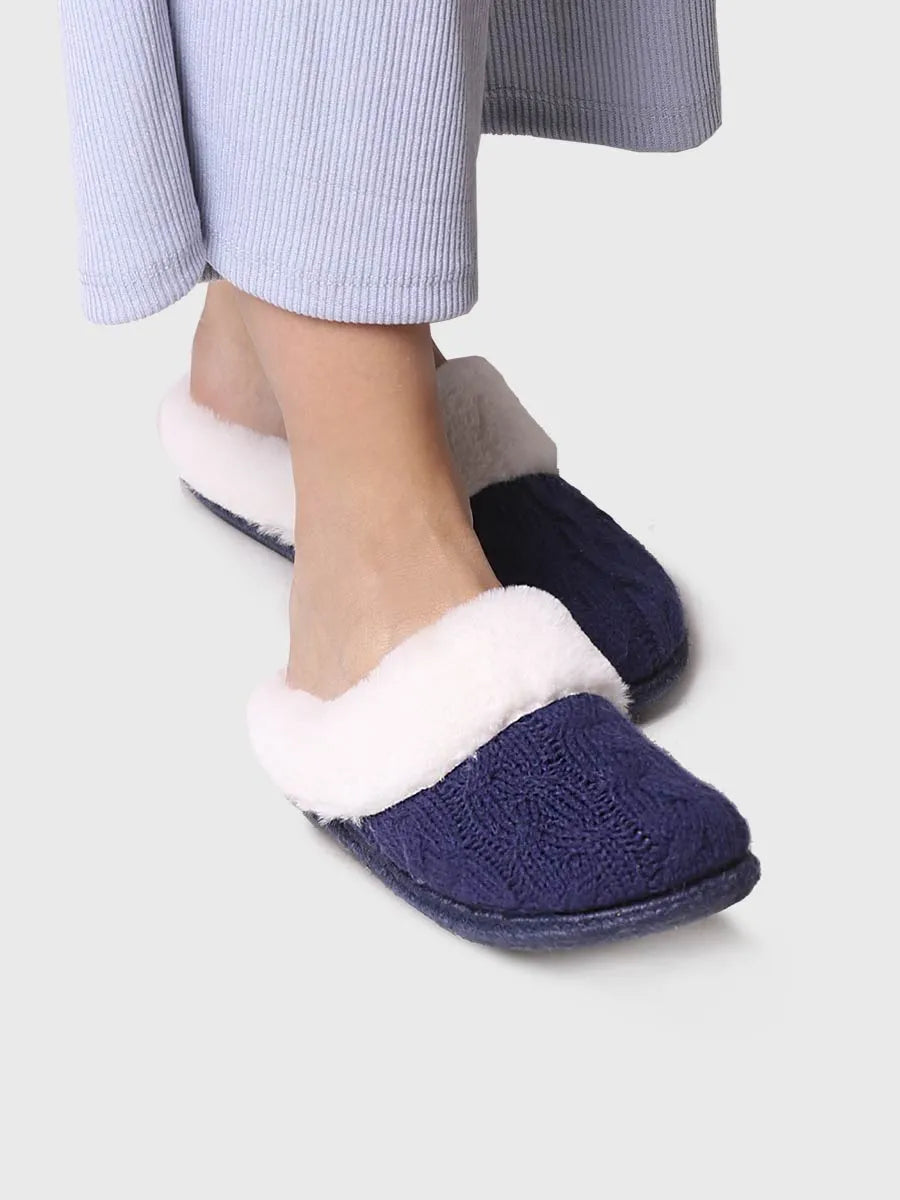 Slippers per a dona en teixit trenat i pèl sintètic - DELI-SC
