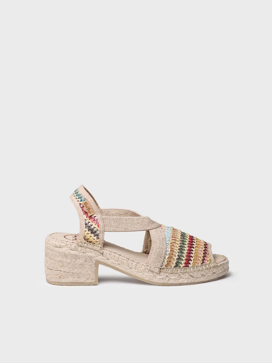 alpargatas mujer - Alpargata de mujer en rafia multicolor con tacón ancho | DELMI-MA - Toni Pons