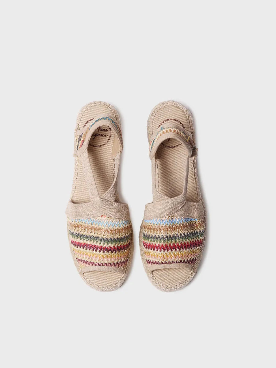 alpargatas mujer - Alpargata de mujer en rafia multicolor con tacón ancho | DELMI-MA - Toni Pons