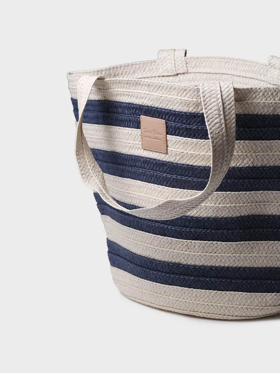 Complementos - Bolso grande de mujer en rafia con rayas marineras | DESI - Toni Pons