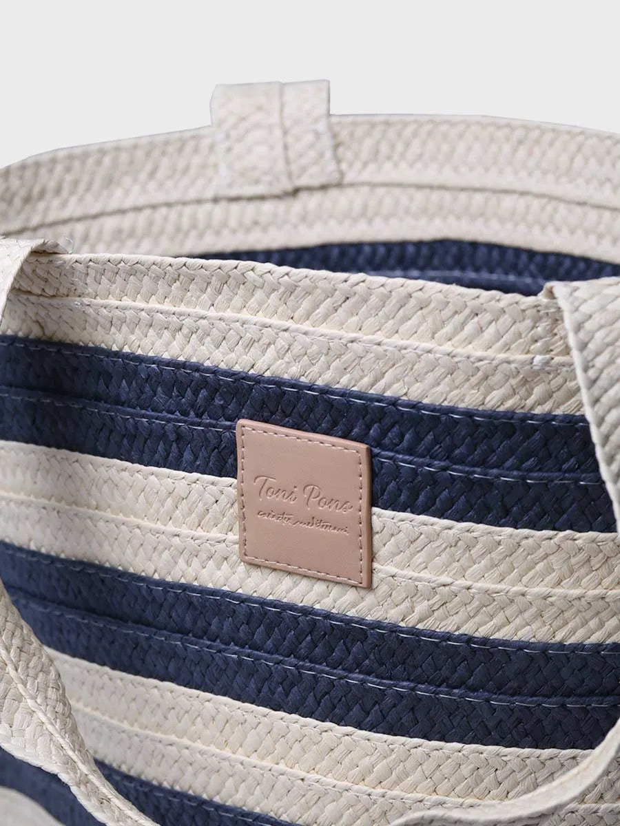 Complementos - Bolso grande de mujer en rafia con rayas marineras | DESI - Toni Pons