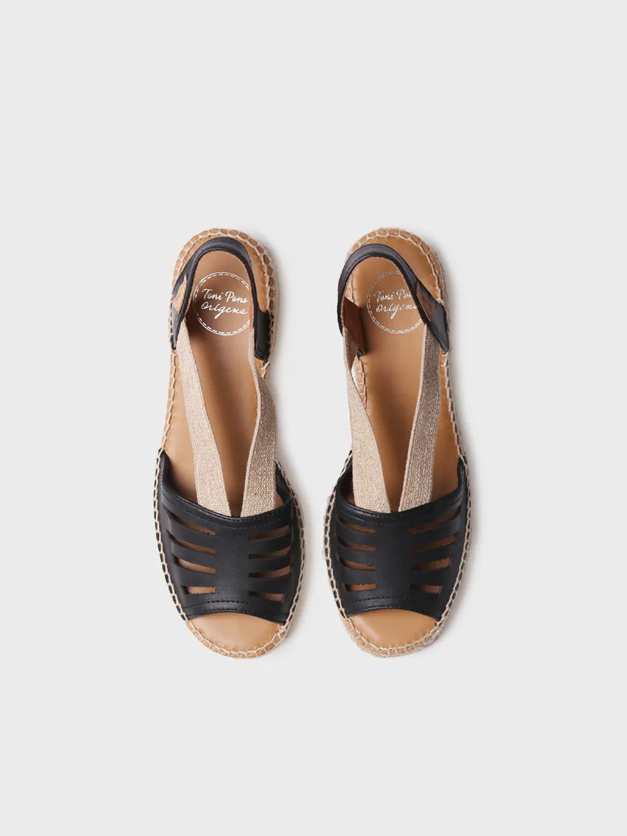 alpargatas mujer - Alpargata de mujer en piel con tacón ancho y elásticos | DIMA  - Toni Pons