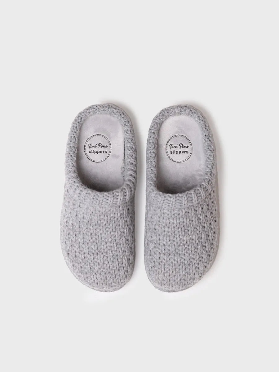 zapatillas de casa mujer - Slippers para mujer en tejido trenzado en Gris | DOMI-SR - Toni Pons