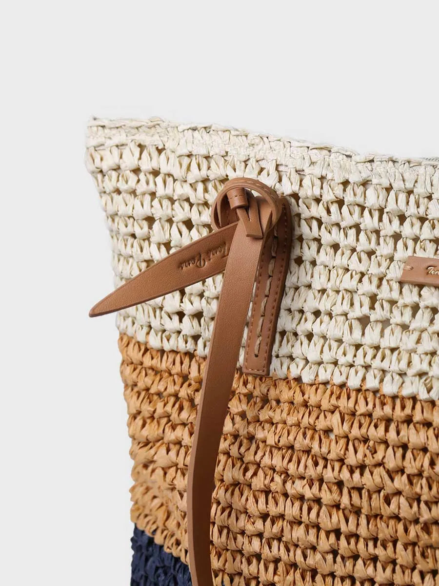 Sac shopping en papier raphia avec fermeture à glissière